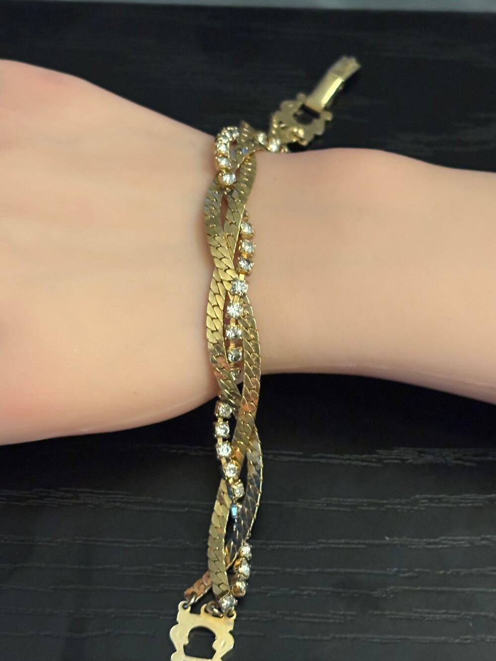Vintage Rhinestone Multi Strand Bracelet 6.25”